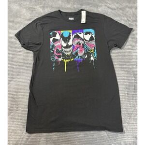 Marvel Mens Black Neon Venom Symbiote Graphic Tee Short Sleeve T-Shirt